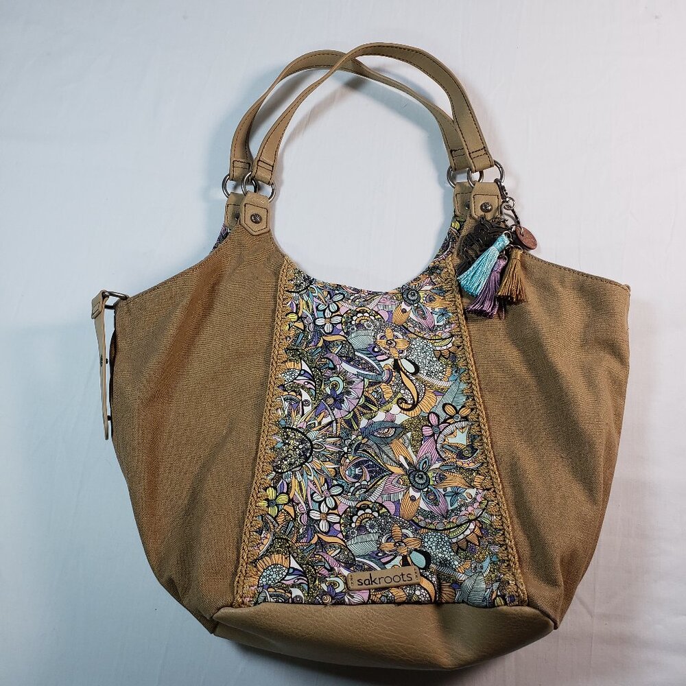 Sakroots Tan and Colorful Patterned hobo purse